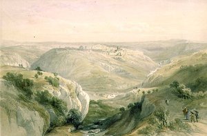Jeruzsálem délről, 1839. április 12., a „The Holy Land” I. kötet 10. táblája, Louis Haghe (1806-85) kocsma metszete. 1842 (litó) alkotó: David (after) Roberts