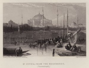 Szent Zsófia, a Boszporuszból, Konstantinápoly (színes litho) alkotó: David (after) Roberts