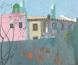 Beszélgetés egy portugál faluban, 1961-67 körül (olaj, farostlemez) alkotó: David Alan Redpath Michie