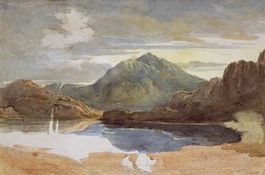 Egy tó Észak-Walesben, Snowdon a távolban (wc papíron) alkotó: David Cox