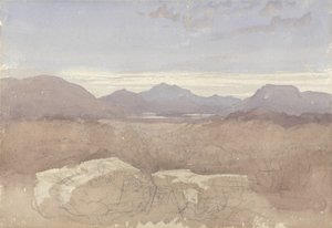 A Mountainous View, Észak-Wales, 1818 körül (w/c és grafit papíron) alkotó: David Cox