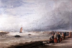 Calais móló (akvarell papíron) alkotó: David Cox