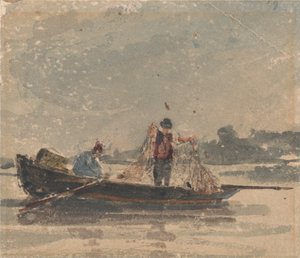 Halászok hálót húznak alkotó: David Cox
