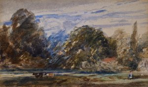 Táj tehénekkel és alakkal alkotó: David Cox