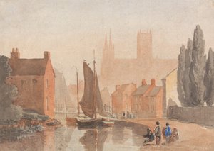 A lincolni székesegyház a Brayford Pool felől nézve alkotó: David Cox