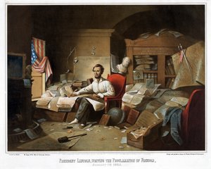 Lincoln elnök, a Szabadság Kiáltványának írója, 1863. január 1., pub. 1864