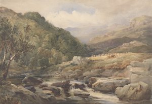 Táj patakkal és szénavarrókkal (wc gouache-val grafit fölött, papíron)