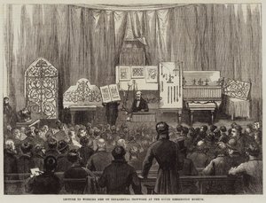 Előadás dolgozó férfiaknak a díszvasmunkákról a South Kensington Múzeumban alkotó: David Henry Friston