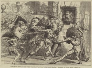 Jelenet a pantomimból, The Dragon of Wantley, Drury-Lane Theatre, Moore Hall külseje alkotó: David Henry Friston