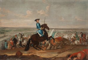 XII. Károly király a narvai csatában 1700. november 19-én alkotó: David Krafft von