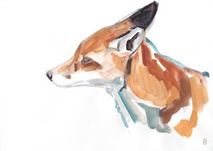 Vörösróka portré, 2021 (gouache / zsírkréta)