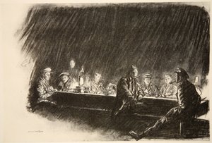 A Royal Flying Corps rendetlensége, illusztráció a Country Life Ltd. által kiadott "The Western Front" című kötetből. alkotó: David Muirhead Bone