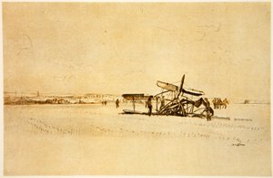 Egy roncsolt repülőgép Albert közelében, illusztráció a Country Life Ltd. által kiadott "The Western Front" című könyvből.