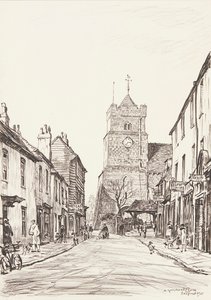 The Old Church, Seaford (ceruza) alkotó: David Muirhead Bone
