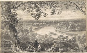 A Temze látképe alakokkal az előtérben alkotó: David Octavius Hill