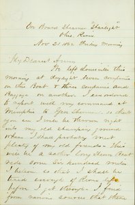 D. P. Grier levele a Steamer Starlight fedélzetén, Ohio River, Anna McKinney -nek, 1862. november 21. alkotó: David Perkins Grier