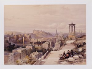 Egy kilátás Edinburghról, a "Skócia körvonalazása J. M. W. Turner, David Roberts stb. nézeteinek sorozatában" című filmből, 1850 körül alkotó: David Roberts