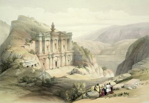 El Deir, Petra, 1839. március 8., „A Szentföld” III. kötetének 90. táblája, Louis Haghe (1806-85) kocsma metszetével. 1849