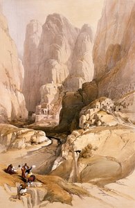 Petra bejárata, 1839. március 10., „A Szentföld” III. kötetének 98. táblája, Louis Haghe (1806-85) kocsma által metszett. 1849