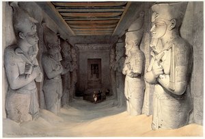 Ramszesz óriási mészkő szobrai, Ramszesz temploma, Abu Simbel, Egyiptom, 1836 alkotó: David Roberts