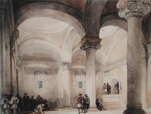 Egy mecset belseje, 1835 körül (akvarell, papír) alkotó: David Roberts