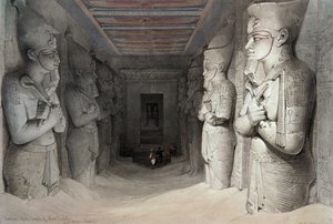 Aboo Simbel templomának belseje, „Egyiptom és Núbia”, Louis Haghe litográfiája, 1849