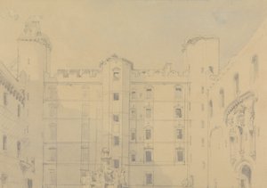 A Linlithgow-palota udvara, West Lothian alkotó: David Roberts