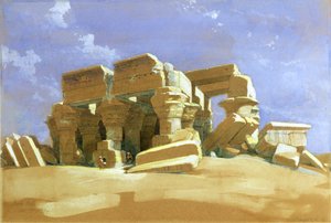 Kom Ombo templomának portikusa, Felső-Egyiptom, 1838 (wc papíron)