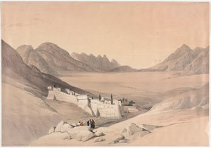 A Szent Katalin kolostor, a Sínai-hegy, a Tábor síksága felé nézve alkotó: David Roberts