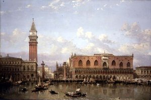 A Dózse-palota, Velence, a Bacino di San Marco-tól alkotó: David Roberts