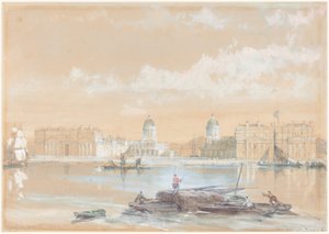 A Greenwich-i Tengerészeti Akadémia a folyóról nézve alkotó: David Roberts
