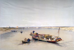A Nílus Dahshur és Saqqarah piramisai felé nézve, 19. század alkotó: David Roberts