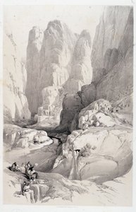 Theatre (Petra bejárata), 1839.10.03-án készült rajz a „Szentföld”-ben, London 1849 alkotó: David Roberts