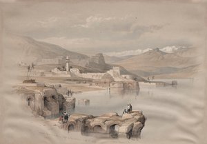 Tiberias, a falakról, Biztonság a távolban, 1839. alkotó: David Roberts