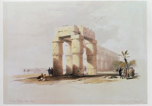 Luxor, Théba látképe a luxori templom udvarát körülvevő oszlopsorral ... alkotó: David Roberts