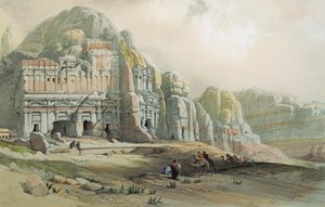 Kilátás Petra romjaira, Jordániában, David Roberts alkotó: David Roberts