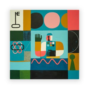 Luna Waves, 2023 (festmény és kollázs, vászon)