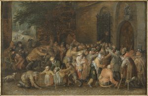 Alamizsnaosztás, 1610 körül alkotó: David Vinckeboons