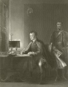 Wellington hercege küldeményeit írja alkotó: David Wilkie