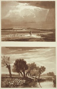 Egy vihar utáni hatás... és Átmeneti effektus, View in Battersea Marsh, Illusztrációk A Treatise on Landscape and Effect in Water Colours, 1841 (akvatinta) alkotó: David after Cox