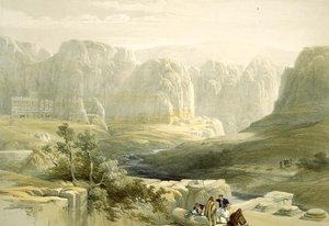 Petra dél felé nézve, 1839. március 9., 106. tábla A Szentföld III. kötetéből, metszette Louis Haghe (1806-85) pub. 1849 alkotó: David after Roberts