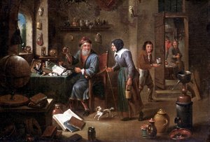 Az alkimista iroda (olaj, vászon) alkotó: David the Elder Teniers