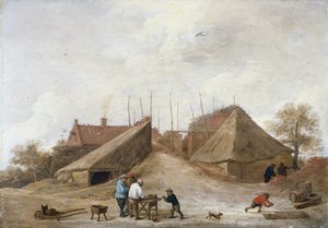 Tanyai udvar figurákkal egy asztal körül alkotó: David Teniers the Younger