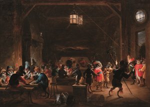 Őrszoba majmokkal, 1633 körül (olaj, tábla)
