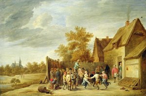 Parasztok táncolnak a fogadóban (olaj, vászon) alkotó: David Teniers the Younger