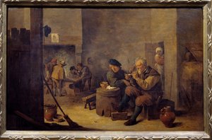 Dohányzás egy hostelben David Teniers II. Fiatal festménye (1610-1690) 17. század V. 0,4x0,62 m Madrid, Prado Múzeum