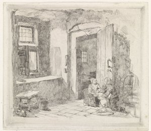 Belső nyitott ajtóval alkotó: David van der Kellen