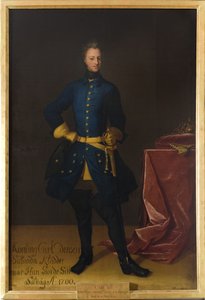 XII. Károly, roi de Suede – XII. Károly svéd király (1682-1718) portréja, készítette: Krafft, David, von (1655-1724). Olajfestmény. Mérete: 249x165 cm. Nemzeti Múzeum Stockholm