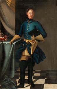 XII. Károly svéd király portréja (1682-1718) - David von Krafft (1655-1724) festménye, olaj, vászon, 1716 körül, 46,5x30,5 cm - XII. Károly svéd király portréja, Olaj, vászon, készítette David von Krafft - Magángyűjtemény