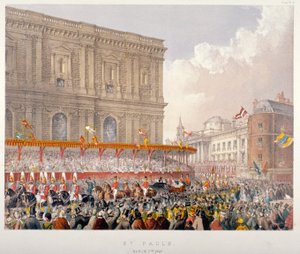 Királyi körmenet a Szent Pál-székesegyház keleti végén, London városában, 1863